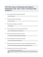 RTH 226 Theory of Neonatal and Pediatric Respiratory Care- Test 1 (Unit 1-4) Study Guide Graded A+