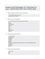 Anatomy and Physiology 101 Final Exam Ivy Tech 1 QUESTIONS WITH SOLUTIONS 2024