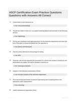 ASCP Certification Exam Practice Questions Questions with Answers All Correct
