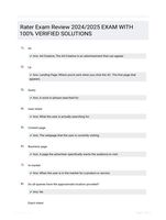 Rater Exam  Review 2024/2025  EXAM  WITH 100% VERIFIED  SOLUTIONS