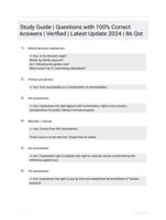 Study Guide | Questions with 100% Correct Answers | Verified | Latest Update 2024 | 86 Qst