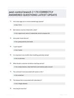 pest control branch 2 170 CORRECTLY ANSWERED QUESTIONS LATEST UPDATE