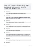 USCG Boot Camp Required Knowledge EXAM QUESTIONS (75 TERMS) WITH VERIFIED DEFINITIONS UPDATED 2024
