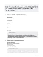 RVE - Practice Test Questions EXAM QUESTIONS (59 TERMS) WITH VERIFIED DEFINITIONS UPDATED 2024