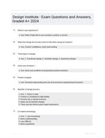 Design Institute - Exam Questions and Answers, Graded A+ 2024