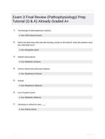Exam 3 Final Review (Pathophysiology)  Prep Tutorial (Q & A) Already Graded A+