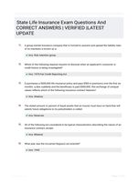 State Life Insurance Exam - Questions & Answers (Rated A+) Best 2024
