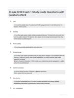 BLAW 3310 Exam 1 Study Guide Questions with Solutions 2024