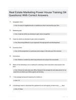 Real Estate Marketing Power House Training |54 Questions| With Correct Answers.