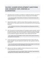 DLC202: LEADER DEVELOPMENT QUESTIONS AND ANSWERS 100% VERIFIED A+ GUARANTEED