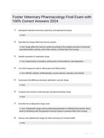 Foster Veterinary Pharmacology Final Exam with 100% Correct Answers 2024
