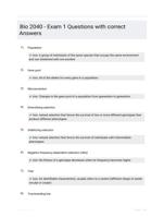 Bio 2040 - Exam 1 Questions with correct Answers
