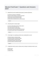 Movers Final Exam 1 Questions and Answers 2024