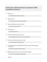 Final Exam 2024 Questions Questions With Complete Solutions