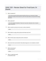 HUN 1201—Review Sheet for Final Exam, Dr. Sharlin