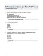 Esthetician Exam Latest   Questions And Answers (Verified Answers)