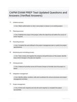 CAPM EXAM PREP Test Updated Questions and Answers (Verified Answers)