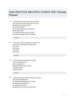 CNA PRACTICE MULTIPLE CHOICE TEST Already Passed