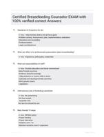 Certified Breastfeeding Counselor EXAM with 100% verified correct Answers