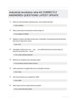industrial revolution wha 65 CORRECTLY ANSWERED QUESTIONS LATEST UPDATE