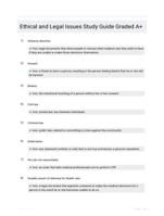 Ethical and Legal Issues Study Guide Graded A+