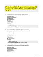 IVY Software MBA Prepworks Business Law 92 CORRECTLY ANSWERED QUESTIONS LATEST UPDATE