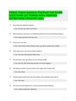 FANUC Vision Systems: Pre/Post-Test EXAM QUESTIONS (25 TERMS) WITH VERIFIED DEFINITIONS UPDATED 2024