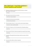 PHIL 2050 Exam 1 True/False questions 1 Correct Questions and Answers!