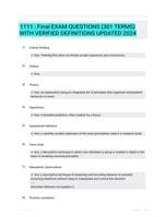 1111 : Final EXAM QUESTIONS (301 TERMS) WITH VERIFIED DEFINITIONS UPDATED 2024