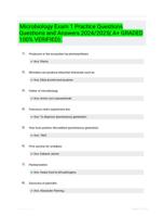 Microbiology Exam 1 Practice Questions Questions and Answers 2024/2025( A+ GRADED 100% VERIFIED).