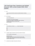 102 Final Exam Prep | Questions and Verified Answers| 100% Correct (Latest 2024/ 2024 Update)