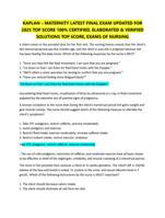 KAPLAN – MATERNITY LATEST FINAL EXAM UPDATED FOR  2025 TOP SCORE