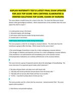 KAPLAN MATERNITY REVIEW LATEST FINAL EXAM UPDATED  FOR 2025 TOP SCORE