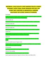 MATERNAL-CHILD HEALTH CARE NURSING ROLES & FAMILY  DYNAMIC LATEST FINAL EXAM UPDATED FOR 2025 TOP  SCORE