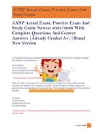 AANP Actual Exam, Practice Exam And  Study Guide Newest 2025/2026 With  Complete Questions And Correct  Answers on