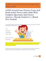 AANP Actual Exam, Practice Exam And  Study Guide Newest 2025/2026 With  Complete Questions And Correct  Answers