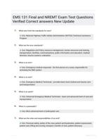 EMS 131 Final and NREMT Exam Test Questions Verified Correct answers New Update