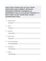 NAVY NAPT EXAM 2025 ACTUAL EXAM QUESTIONS  AND CORRECT DETAILED ANSWERS (VERIFIED  ANSWERS) ALL ANSWERED {150 Q & A} ALREADY  GRADED A+ / NAVY NAPT STUDY GUIDE REAL EXAM  | GUARANTEED PASS