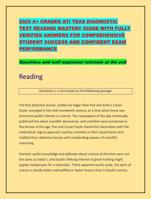 2025 A+ GRADED ATI TEAS DIAGNOSTIC TEST READING MASTERY GUIDE WITH FULLY VERIFIED ANSWERS FOR COMPREHENSIVE STUDENT SUCCESS