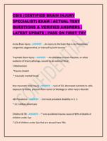 CBIS (CERTIFIED BRAIN INJURY SPECIALIST) EXAM | ACTUAL TEST QUES