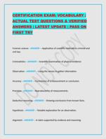 CERTIFICATION EXAM: VOCABULARY | ACTUAL TEST QUESTIONS & V