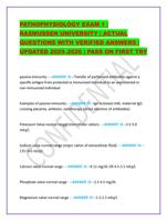 PATHOPHYSIOLOGY EXAM 1 | RASMUSSEN UNIVERSITY | ACTUAL Q