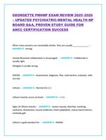 GEORGETTE PMHNP EXAM REVIEW 20252026  UPDATED PSYCHIATRIC-M