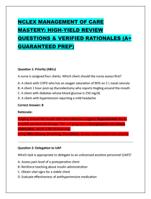 NCLEX MANAGEMENT OF CARE  MASTERY: HIGH-YIELD REVIEW  QUESTIONS