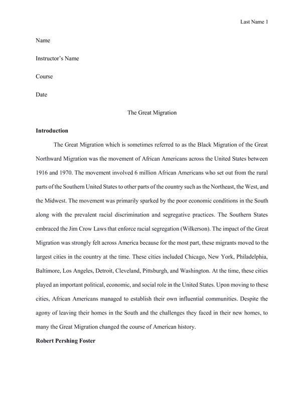 The Great Migration and the story of Robert Pershing Foster - PaperSoc