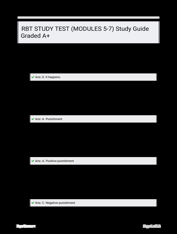 RBT STUDY TEST (MODULES 5-7) Study Guide Graded A+ - PaperSoc