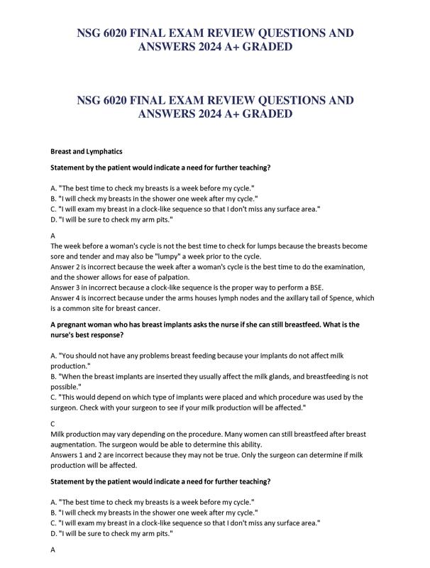 NSG 6020 FINAL EXAM REVIEW QUESTIONS AND ANSWERS 2024 A+ GRADED - PaperSoc