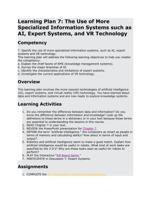 learning plan 7 : the use of more specialized info