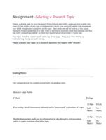 assignment -selecting a research topic please su