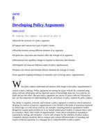 chapter 8 developing policy arguments objectives